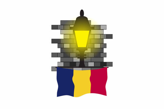 Chad Flag Street Lamp Bricks Vector Illustration