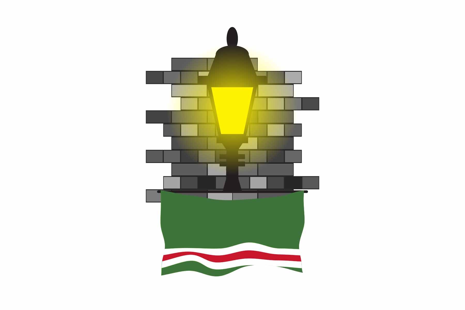 Chechen Republic of Ichkeria World Street Lamp Bricks Dark Night Vector Illustrations | Moonlit Urban Landscape Collection
