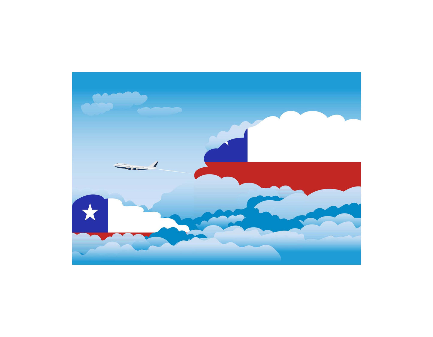 Chile Airplane Day Clouds Vector Illustration | Travel & Aviation Sky Scene