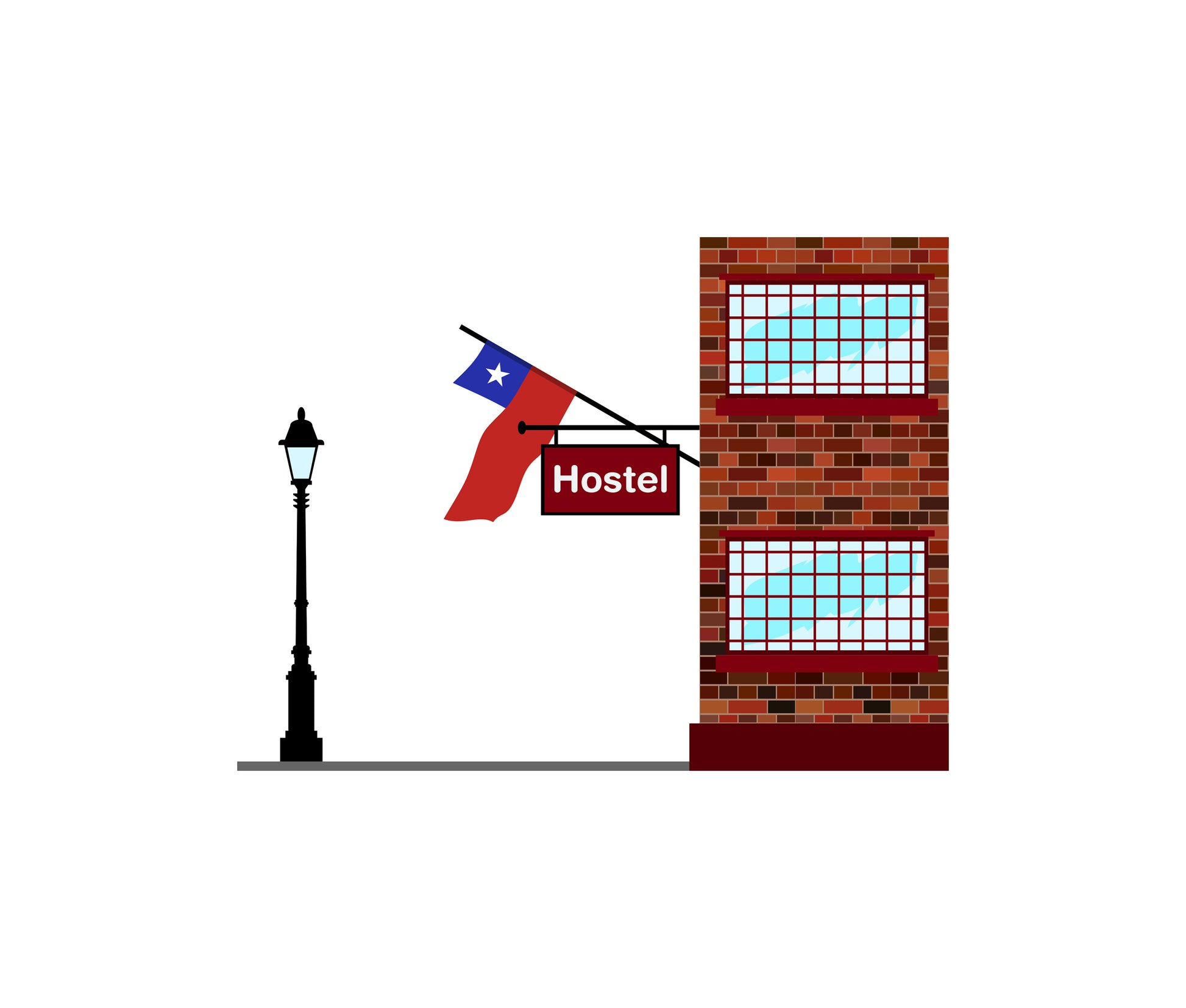 Chile Hostels Hotel Vector Illustration