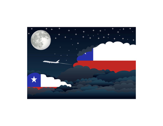 Chile Night Clouds Airplane Airport Flight Vector Illustration