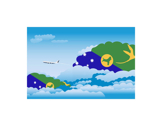Christmas Island Day Clouds Airplane Airport Flight Vector Illustration
