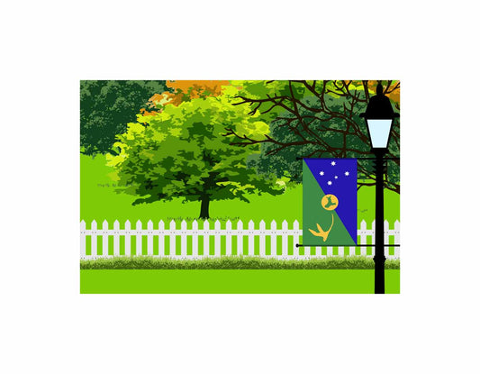 Christmas Island Trees Street Lamp Vector Illustration