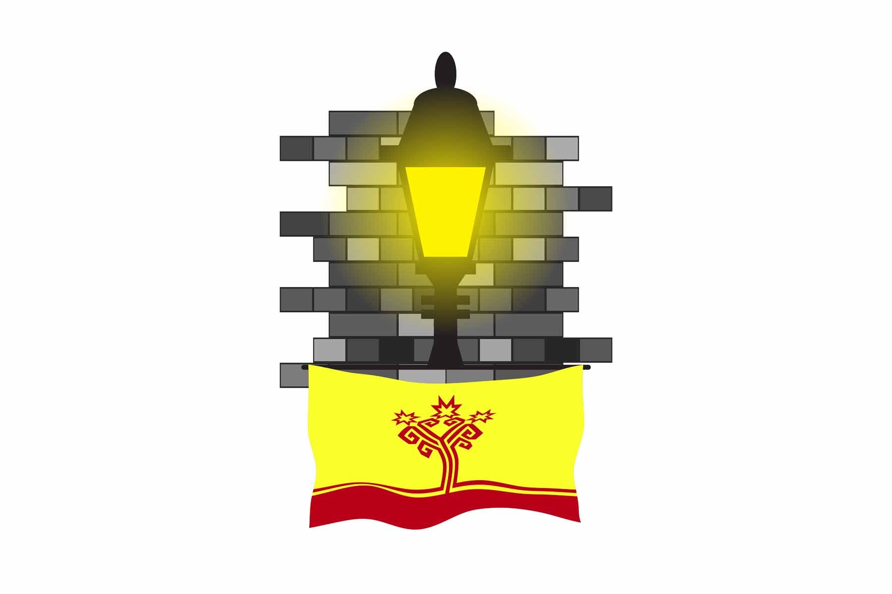 Chuvashia World Street Lamp Bricks Dark Night Vector Illustrations | Moonlit Urban Landscape Collection