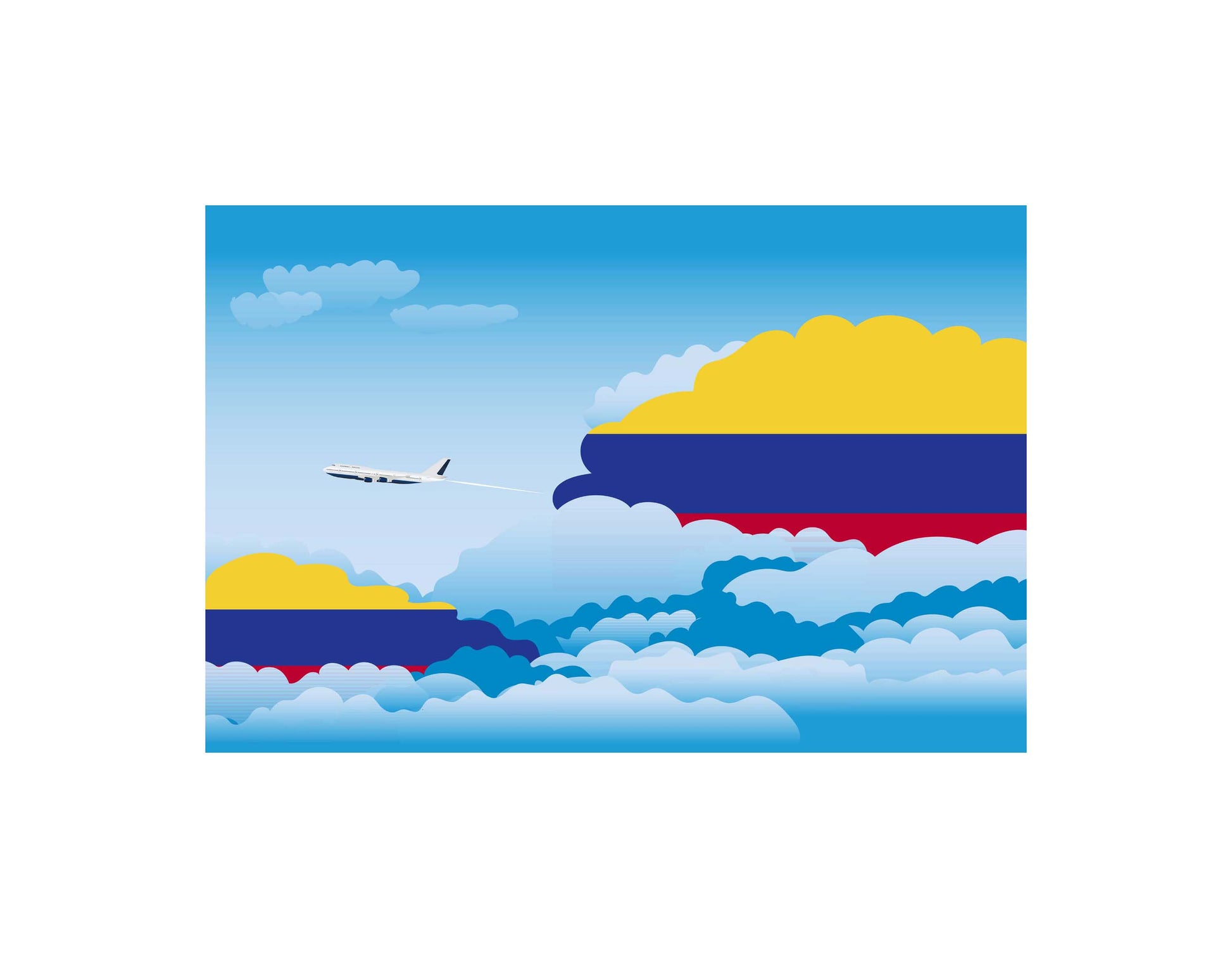 Colombia Airplane Day Clouds Vector Illustration | Travel & Aviation Sky Scene