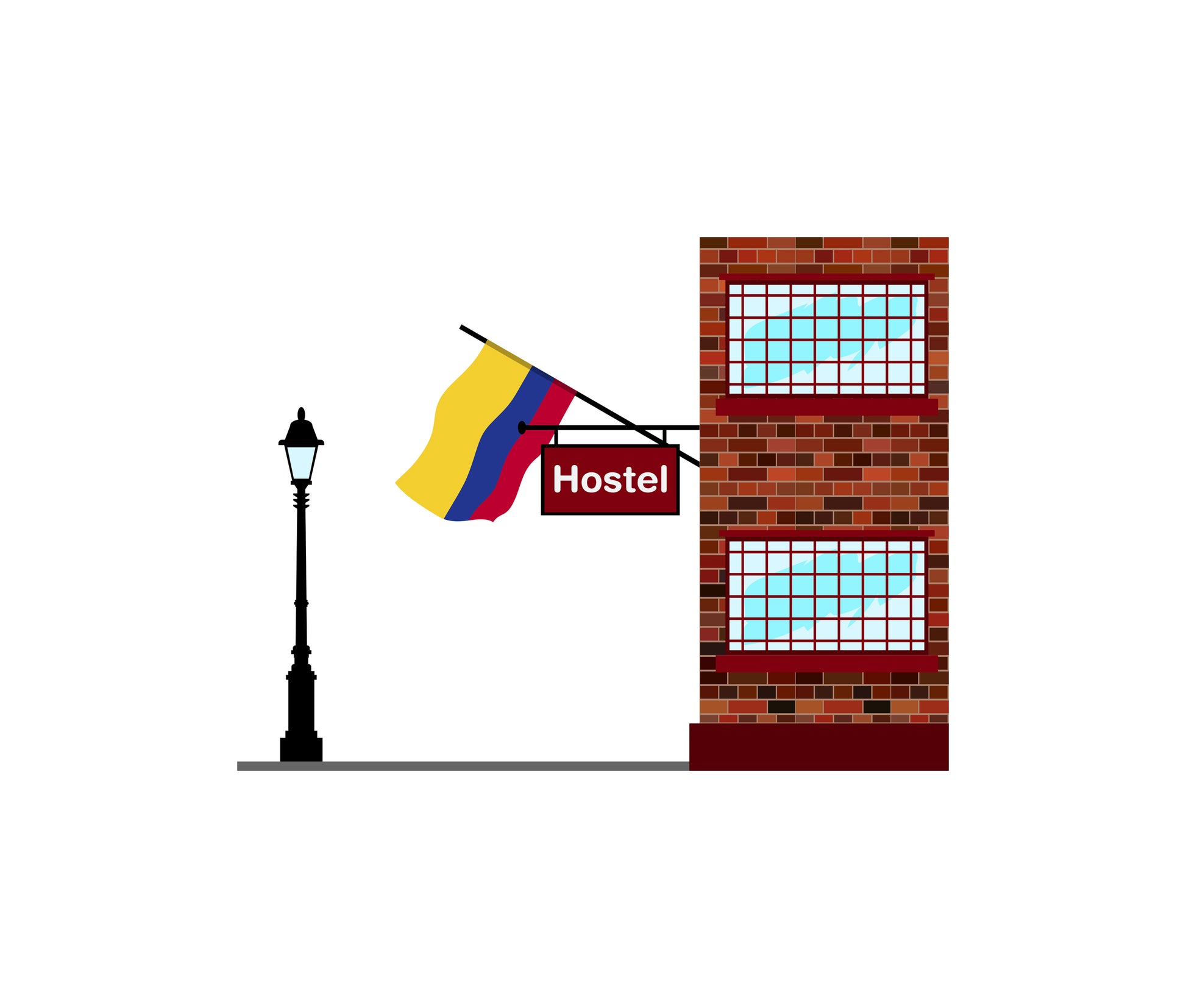 Colombia World Hostels Vector Illustrations | Hostel Buildings & Accommodation Collection