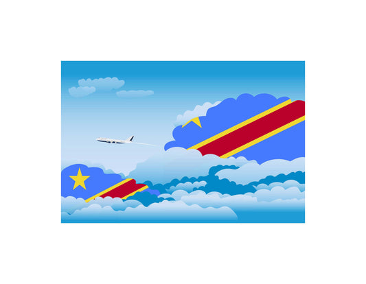 Congo  Democratic Republic of the Day Clouds Airplane Airport Flight Vector Illustration