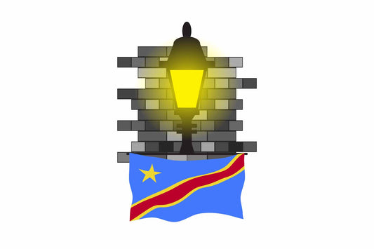 Congo Democratic Republic of the World Street Lamp Bricks Dark Night Vector Illustrations | Moonlit Urban Landscape Collection