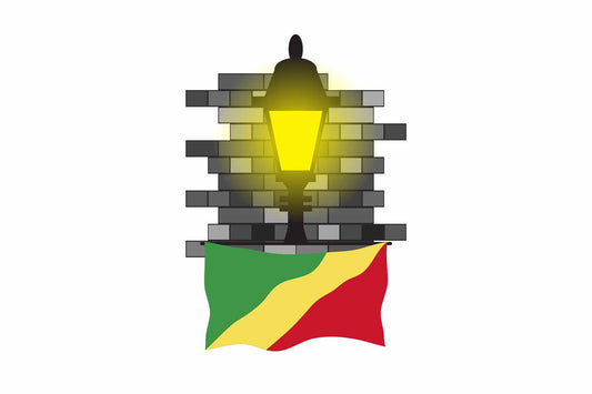 Congo Republic of the World Street Lamp Bricks Dark Night Vector Illustrations | Moonlit Urban Landscape Collection