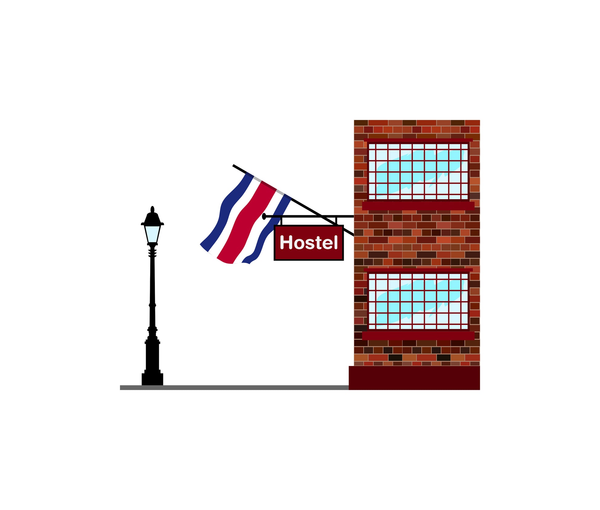 Costa Rica World Hostels Vector Illustrations | Hostel Buildings & Accommodation Collection