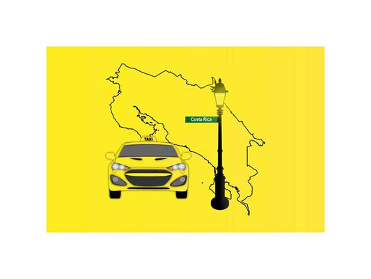 Costa Rica World Yellow Taxi Vector Illustrations | Iconic Taxi & Urban Transportation Collection