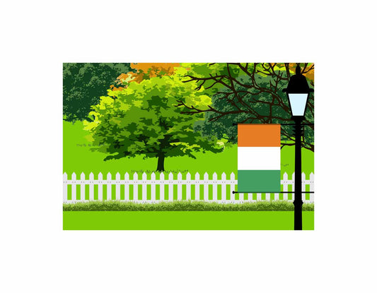 Cote D'Ivoire Trees Street Lamp Vector Illustration