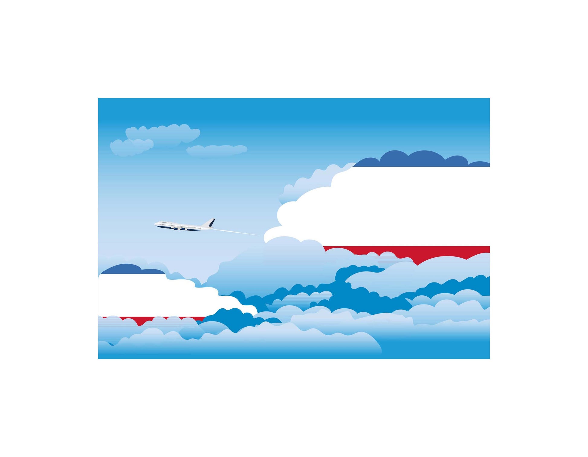 Crimea Airplane Day Clouds Vector Illustration | Travel & Aviation Sky Scene