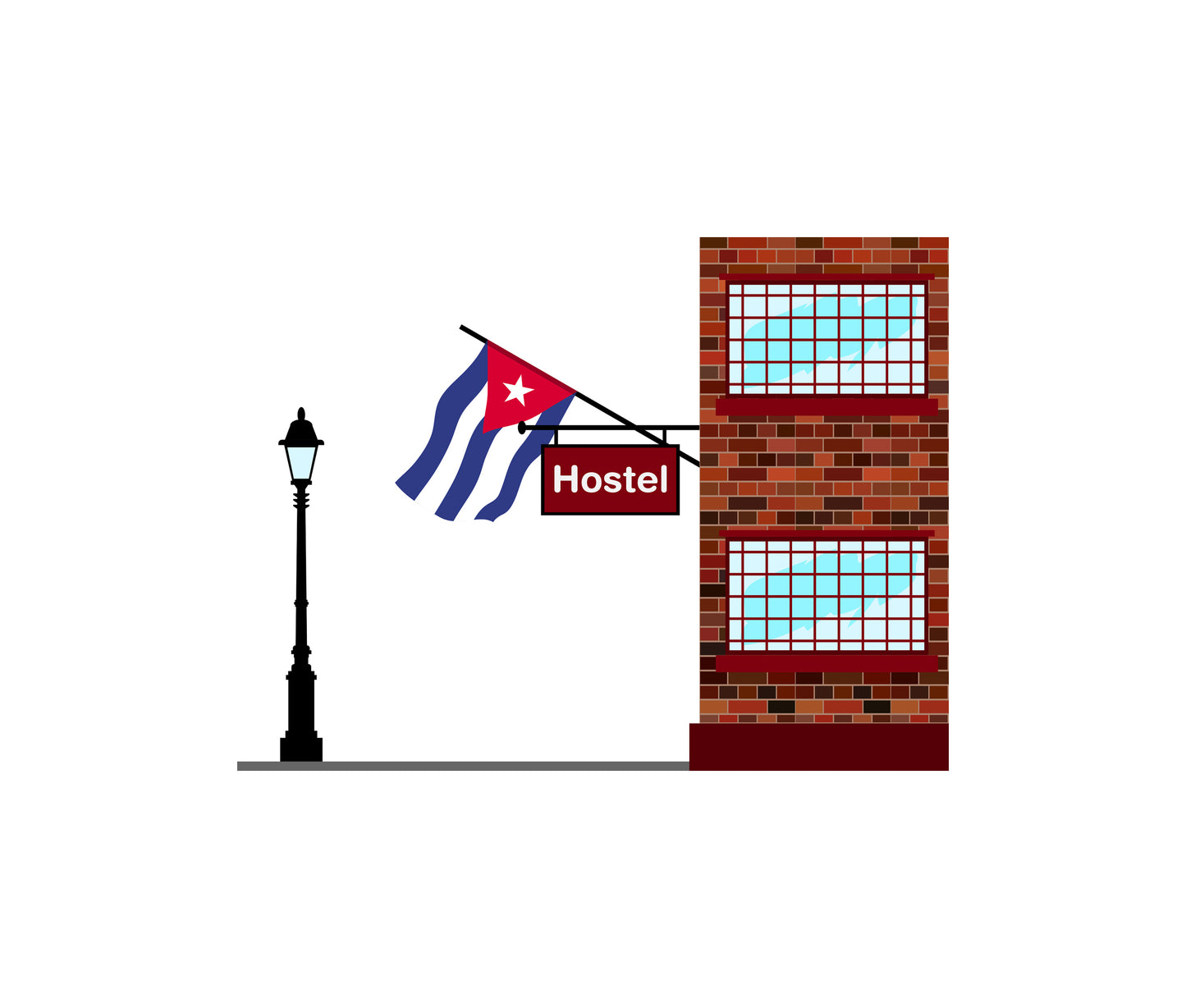 Cuba World Hostels Vector Illustrations | Hostel Buildings & Accommodation Collection