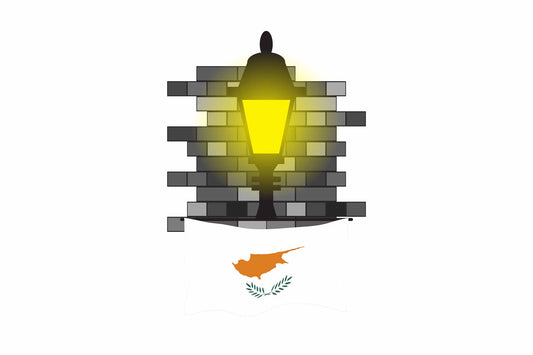 Cyprus World Street Lamp Bricks Dark Night Vector Illustrations | Moonlit Urban Landscape Collection