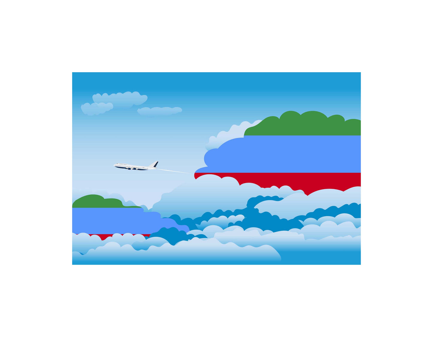 Dagestan Airplane Day Clouds Vector Illustration | Travel & Aviation Sky Scene