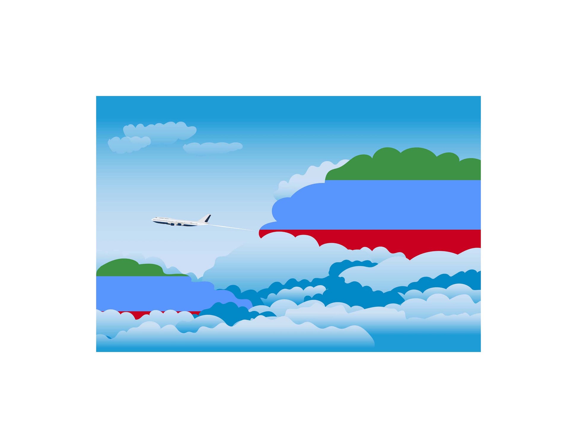 Dagestan Airplane Day Clouds Vector Illustration | Travel & Aviation Sky Scene