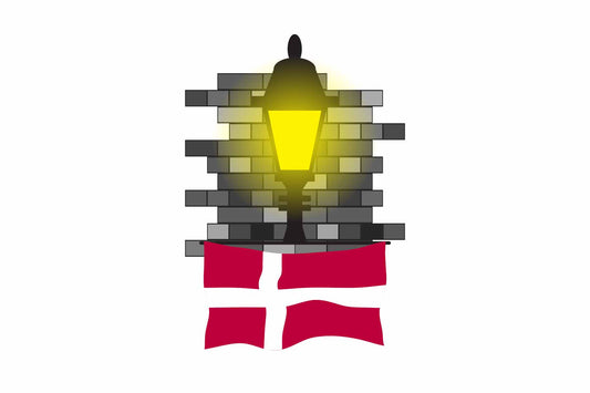 Denmark World Street Lamp Bricks Dark Night Vector Illustrations | Moonlit Urban Landscape Collection
