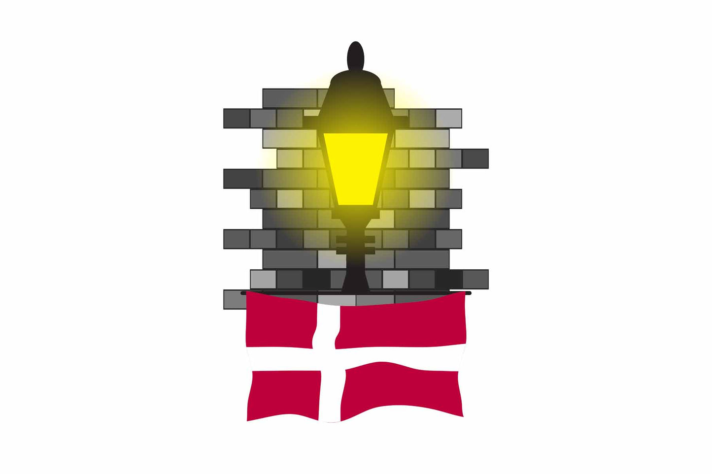 Denmark World Street Lamp Bricks Dark Night Vector Illustrations | Moonlit Urban Landscape Collection