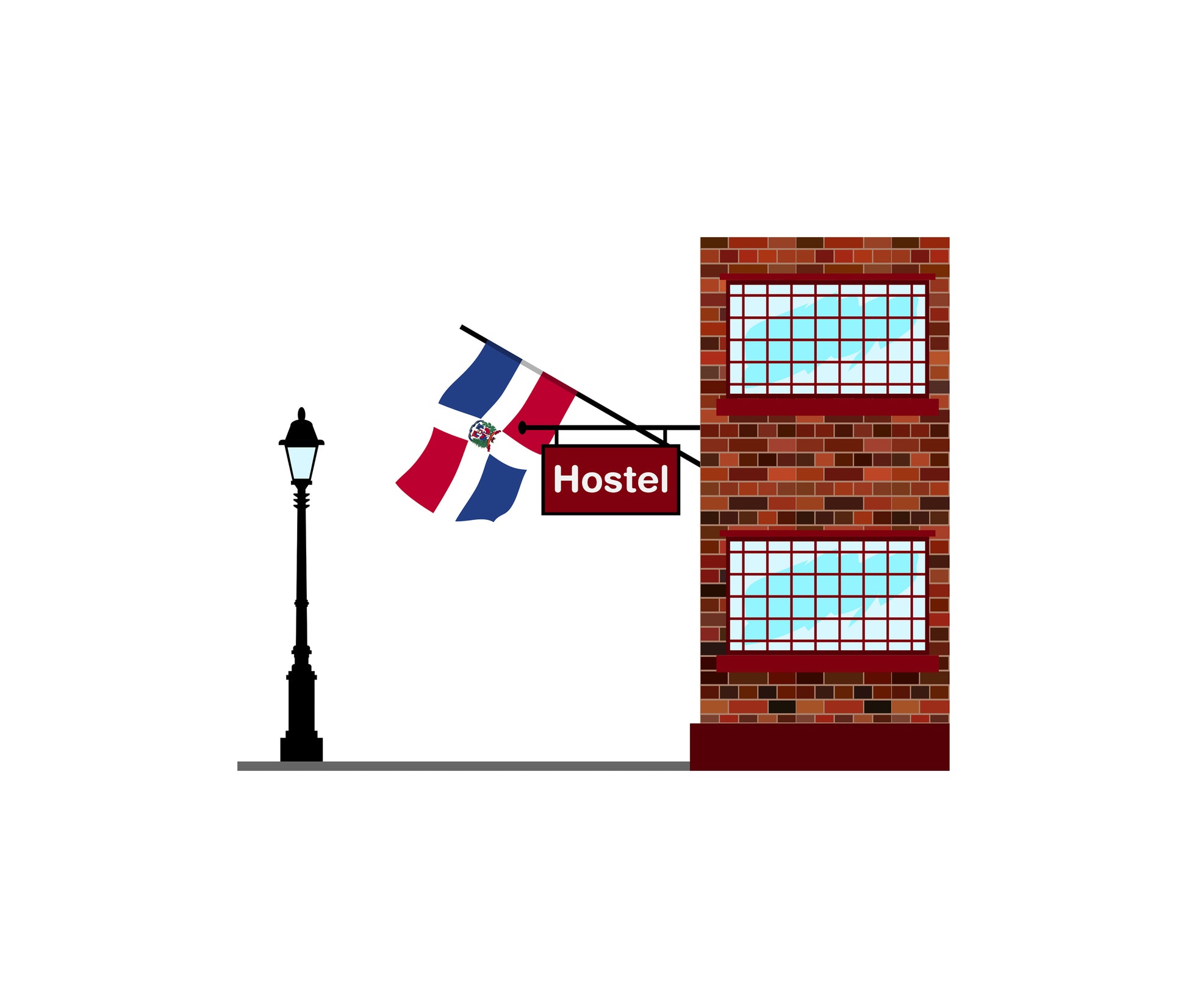 Dominican Republic World Hostels Vector Illustrations | Hostel Buildings & Accommodation Collection