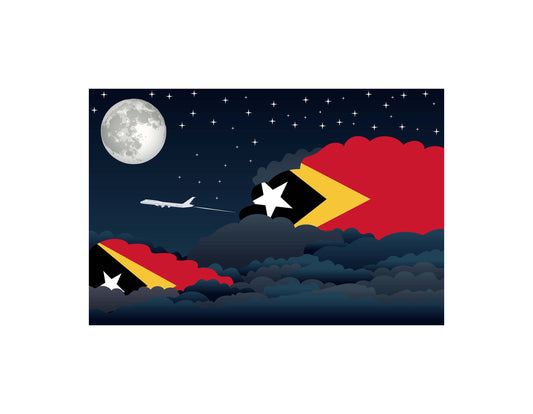 Easter Island Rapa Nui Night Clouds Airplane Airport Flight Vector Illustration