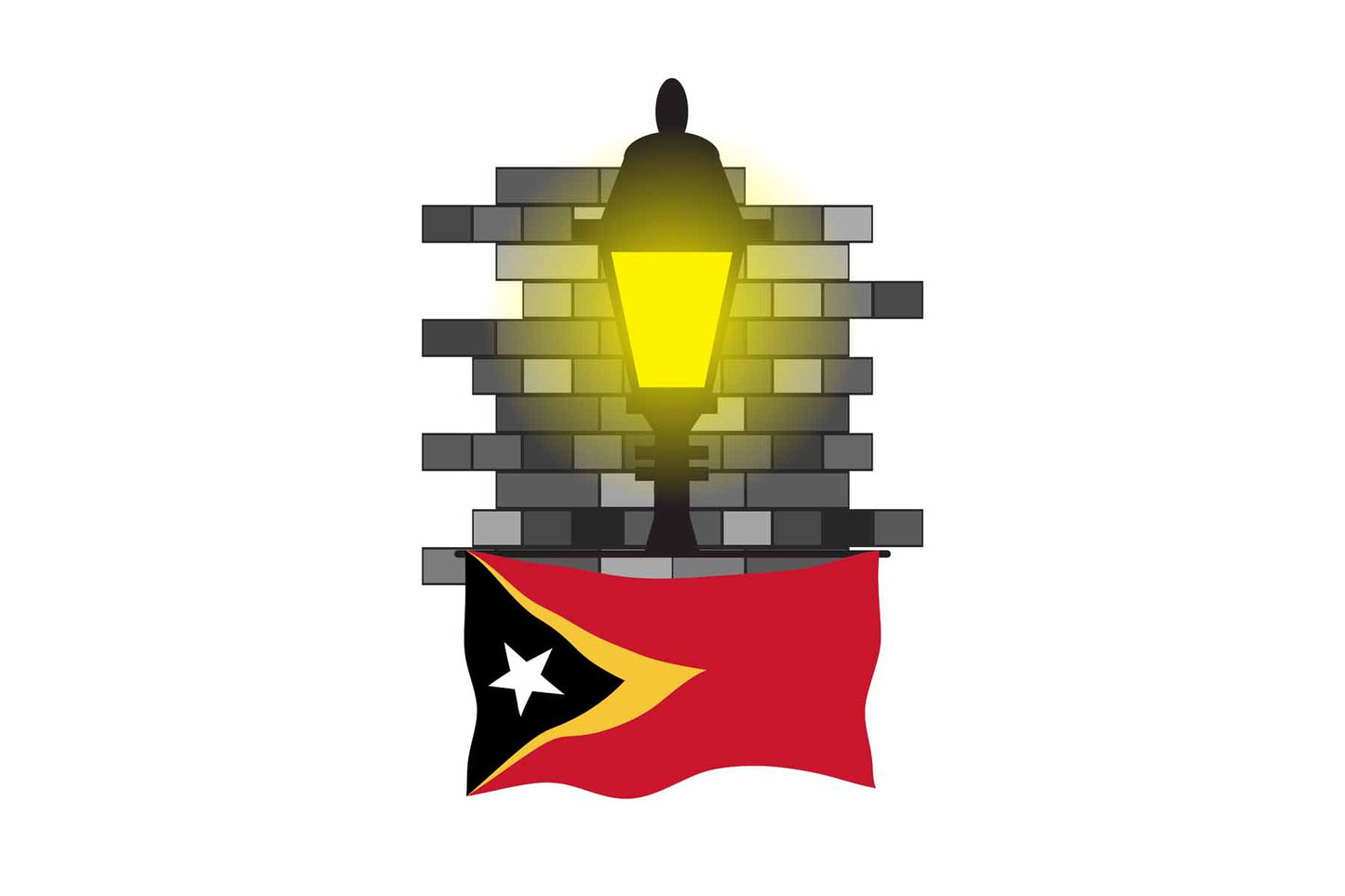 East Timor World Street Lamp Bricks Dark Night Vector Illustrations | Moonlit Urban Landscape Collection