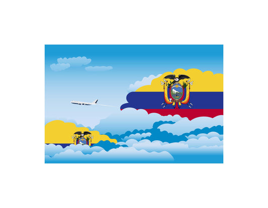 Ecuador Day Clouds Airplane Airport Flight Vector Illustration