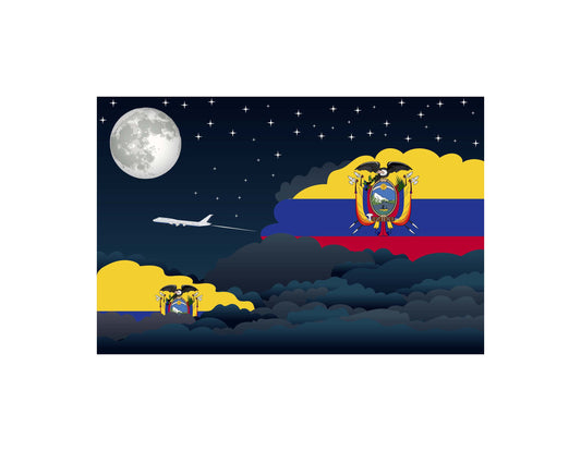 Ecuador Night Clouds Airplane Airport Flight Vector Illustration