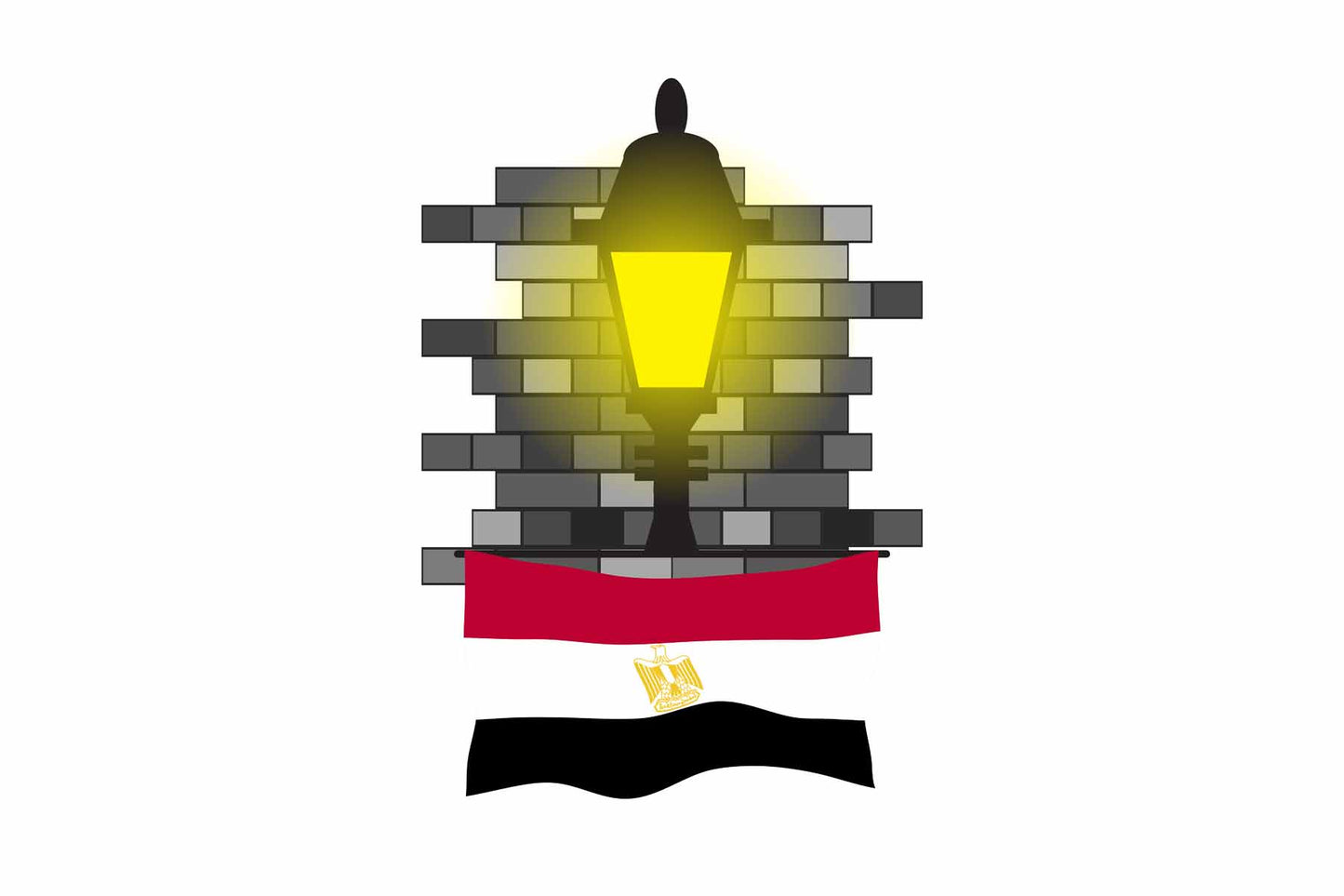 Egypt World Street Lamp Bricks Dark Night Vector Illustrations | Moonlit Urban Landscape Collection