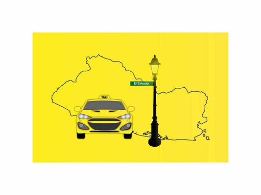 El Salvador Taxi Yellow Vector Illustration