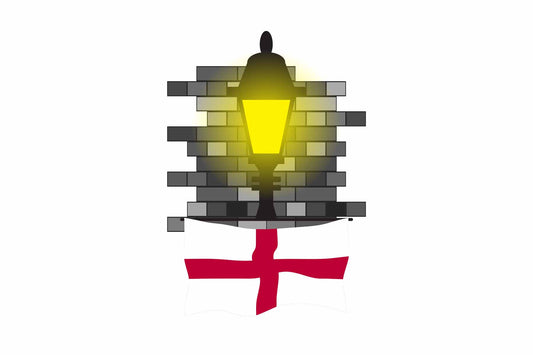 England World Street Lamp Bricks Dark Night Vector Illustrations | Moonlit Urban Landscape Collection