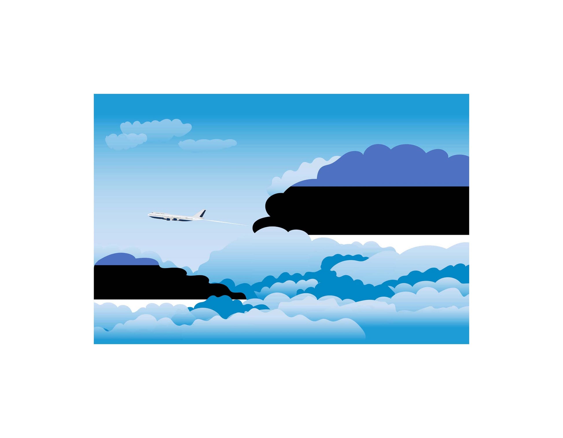 Estonia Airplane Day Clouds Vector Illustration | Travel & Aviation Sky Scene