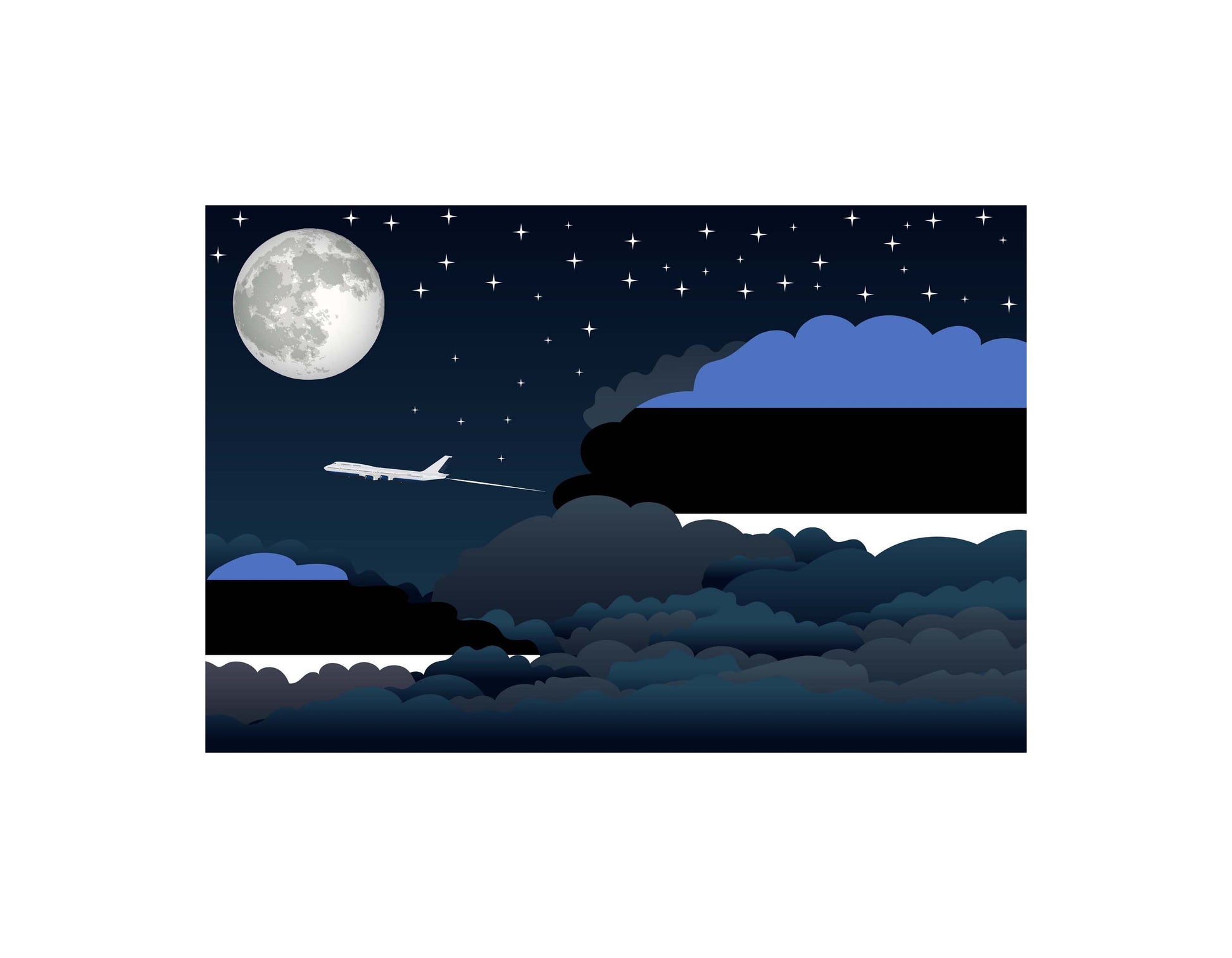 Estonia Night Clouds Airplane Airport Flight Vector Illustration