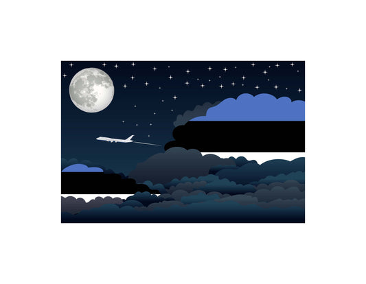 Estonia Night Clouds Airplane Airport Flight Vector Illustration