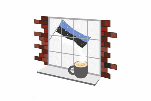 Estonia Coffee Rain Fog Window Vector Illustration