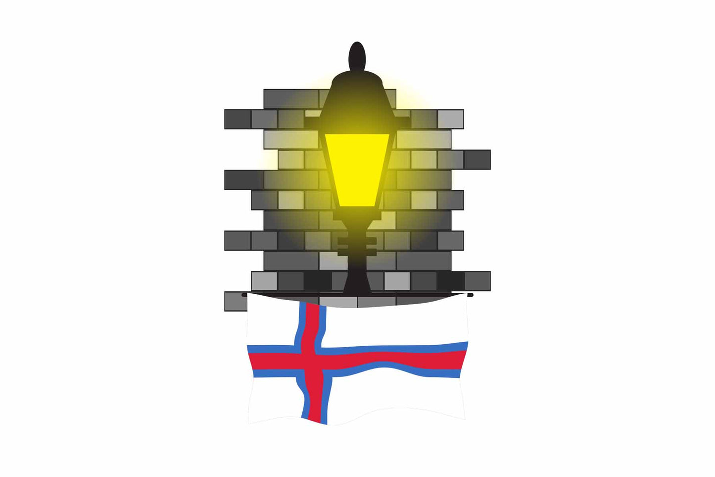 Faroe Islands World Street Lamp Bricks Dark Night Vector Illustrations | Moonlit Urban Landscape Collection