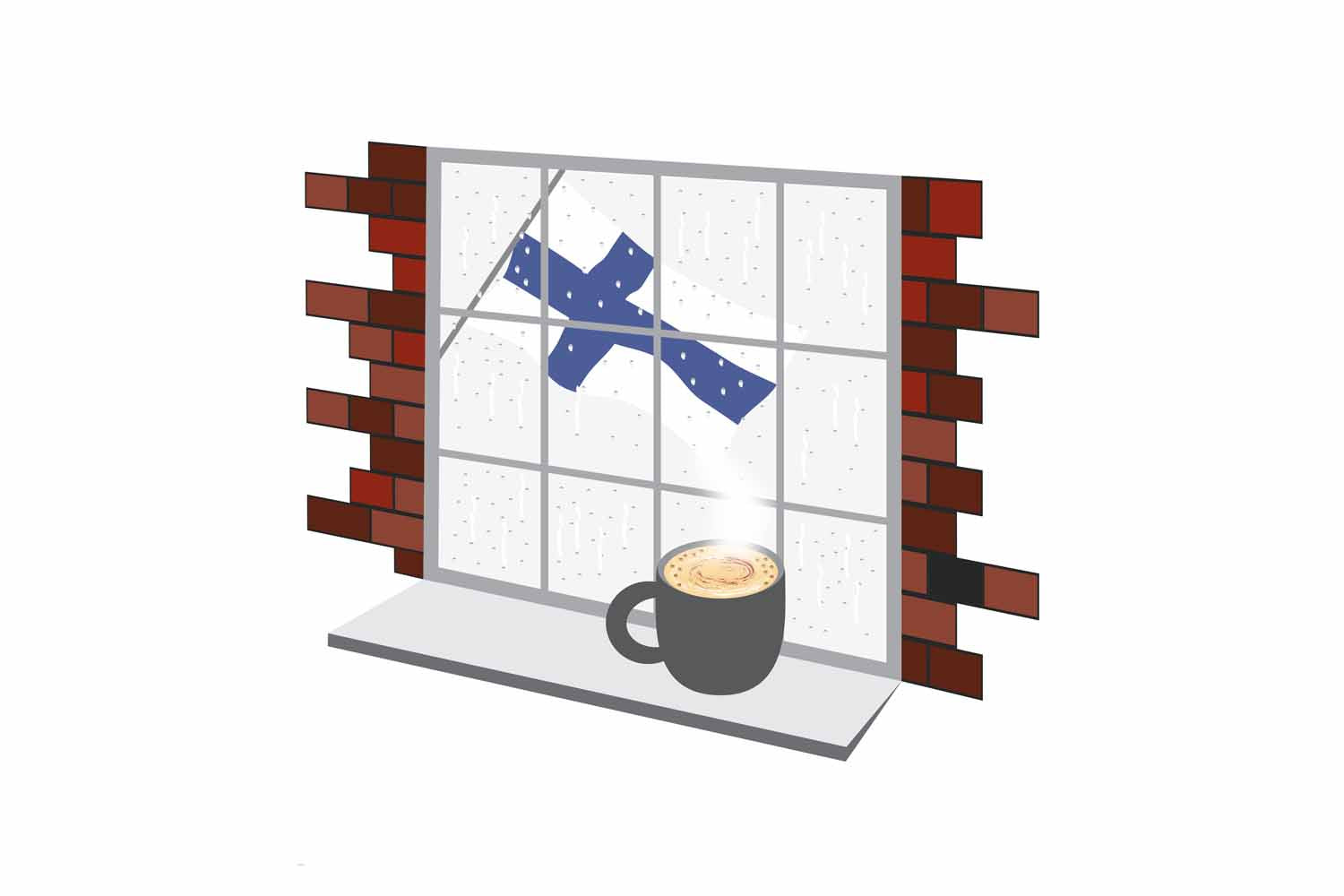 Finland Coffee Rain Fog Window Vector Illustration