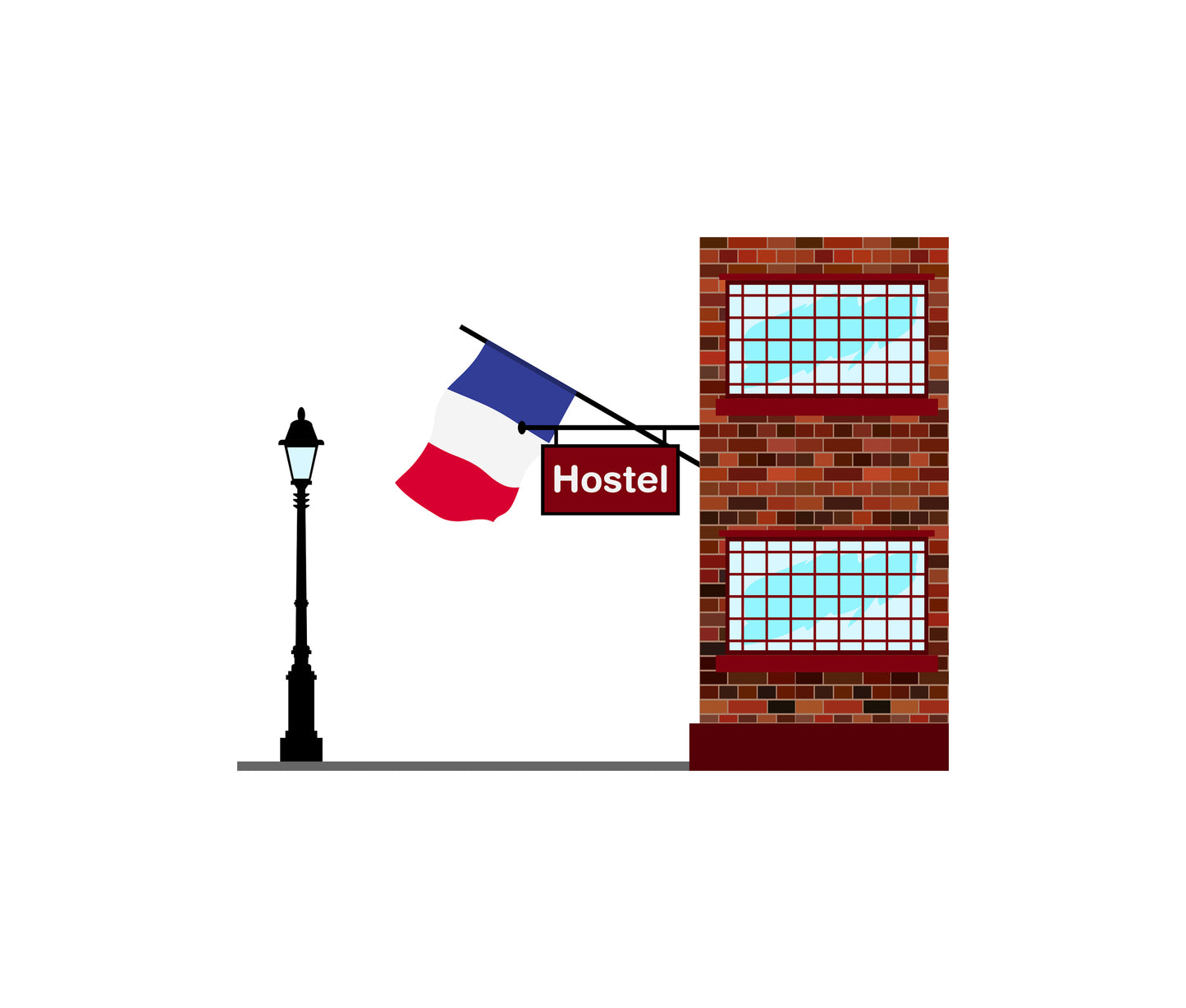 France World Hostels Vector Illustrations | Hostel Buildings & Accommodation Collection