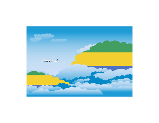 Gabon Day Clouds Airplane Airport Flight Vector Illustration