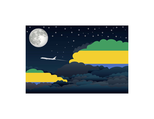 Gabon Night Clouds Airplane Airport Flight Vector Illustration