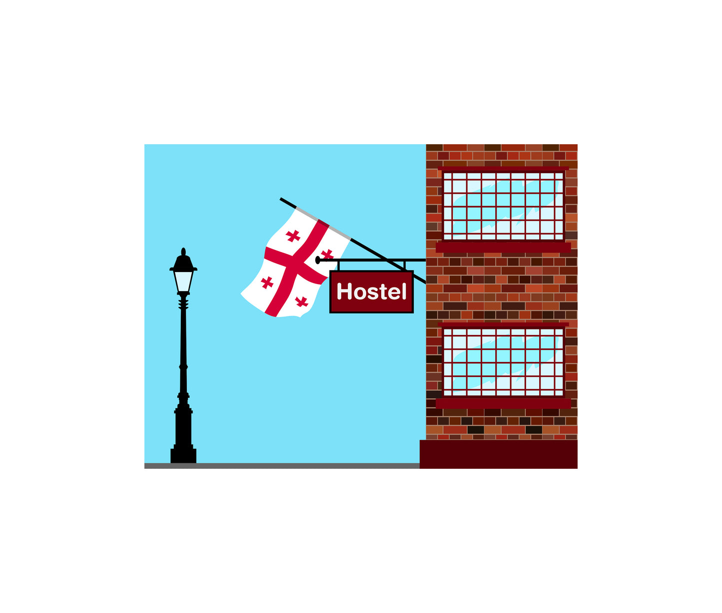 Georgia World Hostels Vector Illustrations | Hostel Buildings & Accommodation Collection