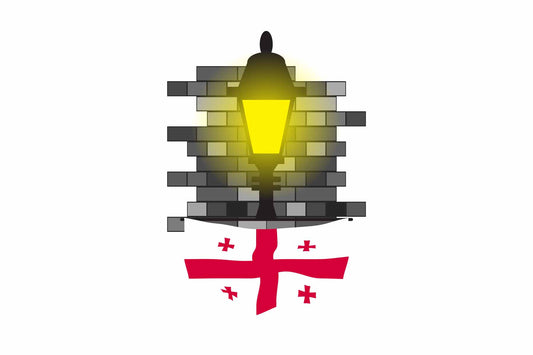 Georgia Flag Street Lamp Bricks Vector Illustration