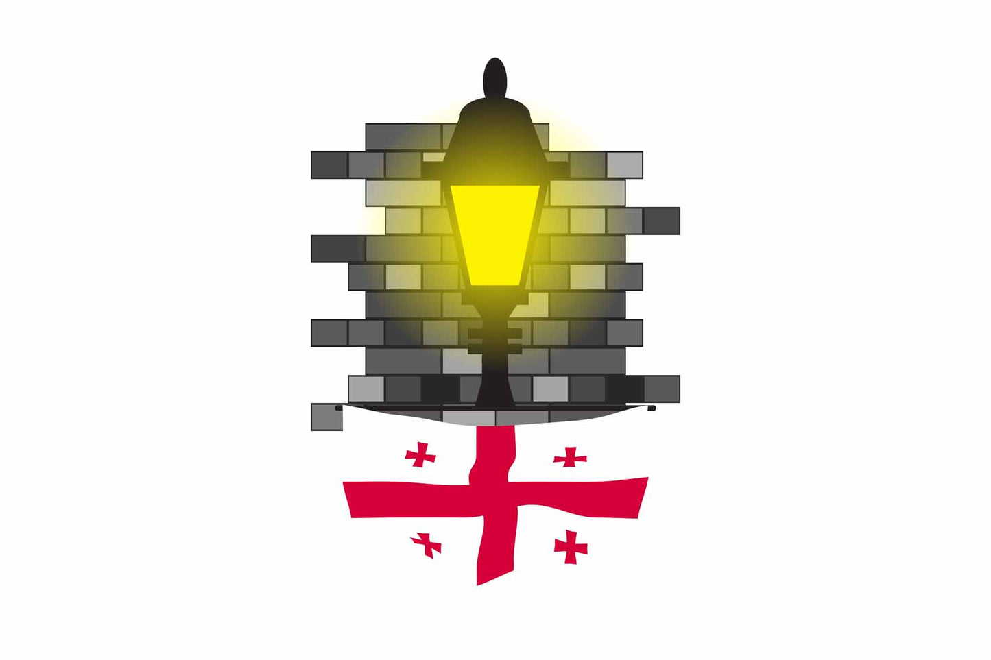 Georgia World Street Lamp Bricks Dark Night Vector Illustrations | Moonlit Urban Landscape Collection