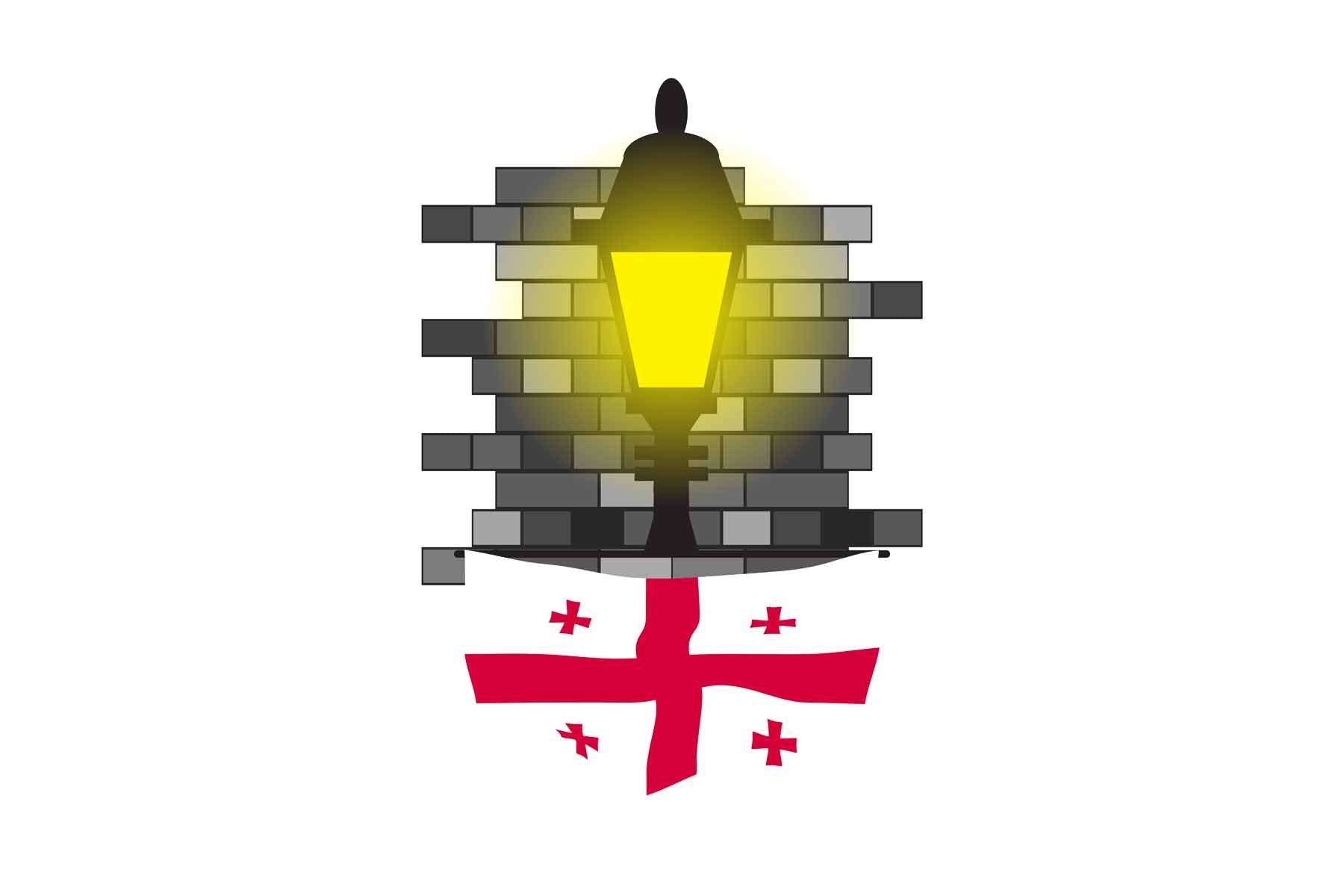 Georgia World Street Lamp Bricks Dark Night Vector Illustrations | Moonlit Urban Landscape Collection