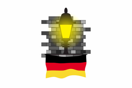 Germany World Street Lamp Bricks Dark Night Vector Illustrations | Moonlit Urban Landscape Collection