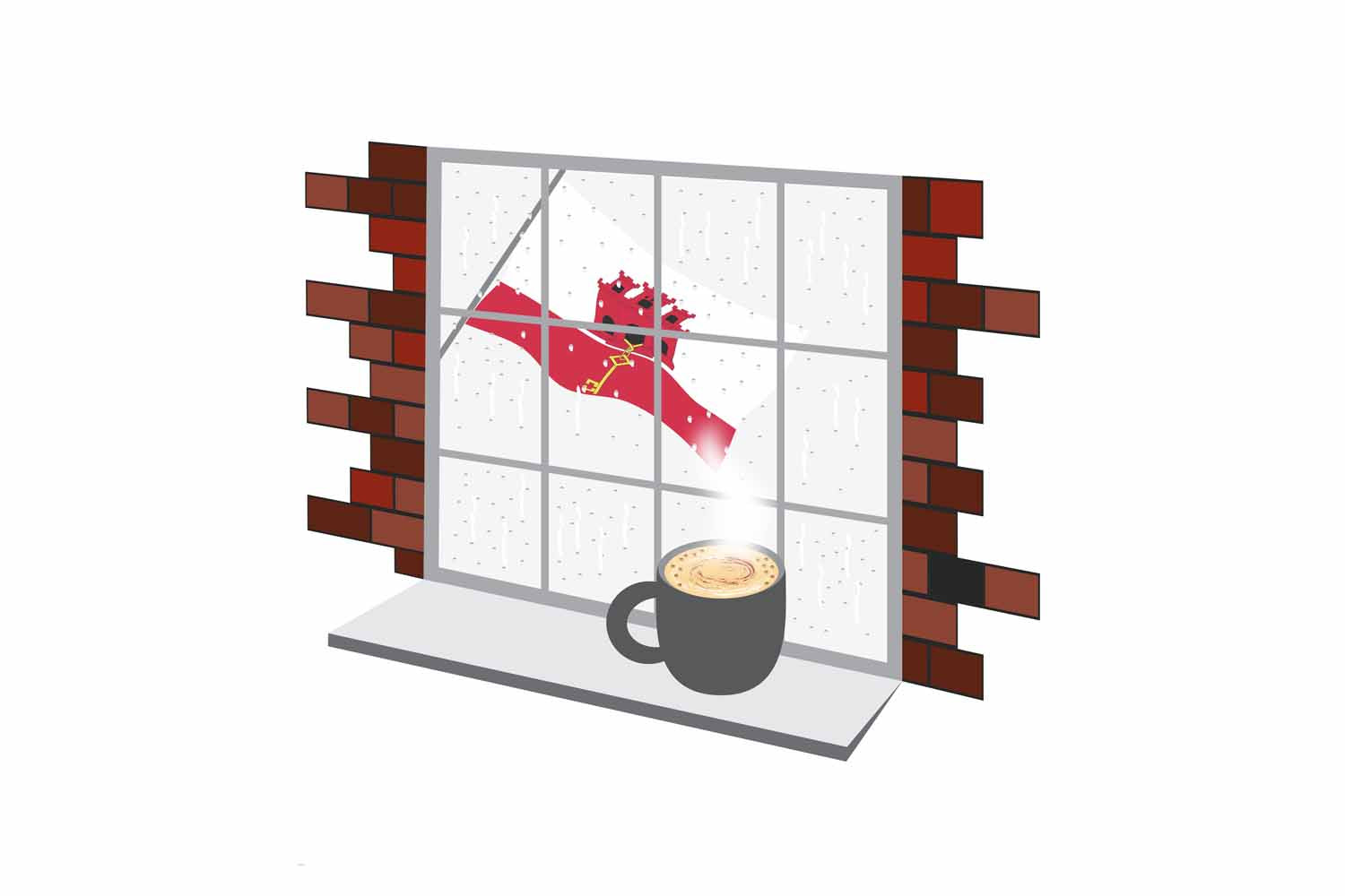 Gibraltar Coffee Rain Fog Window Vector Illustration