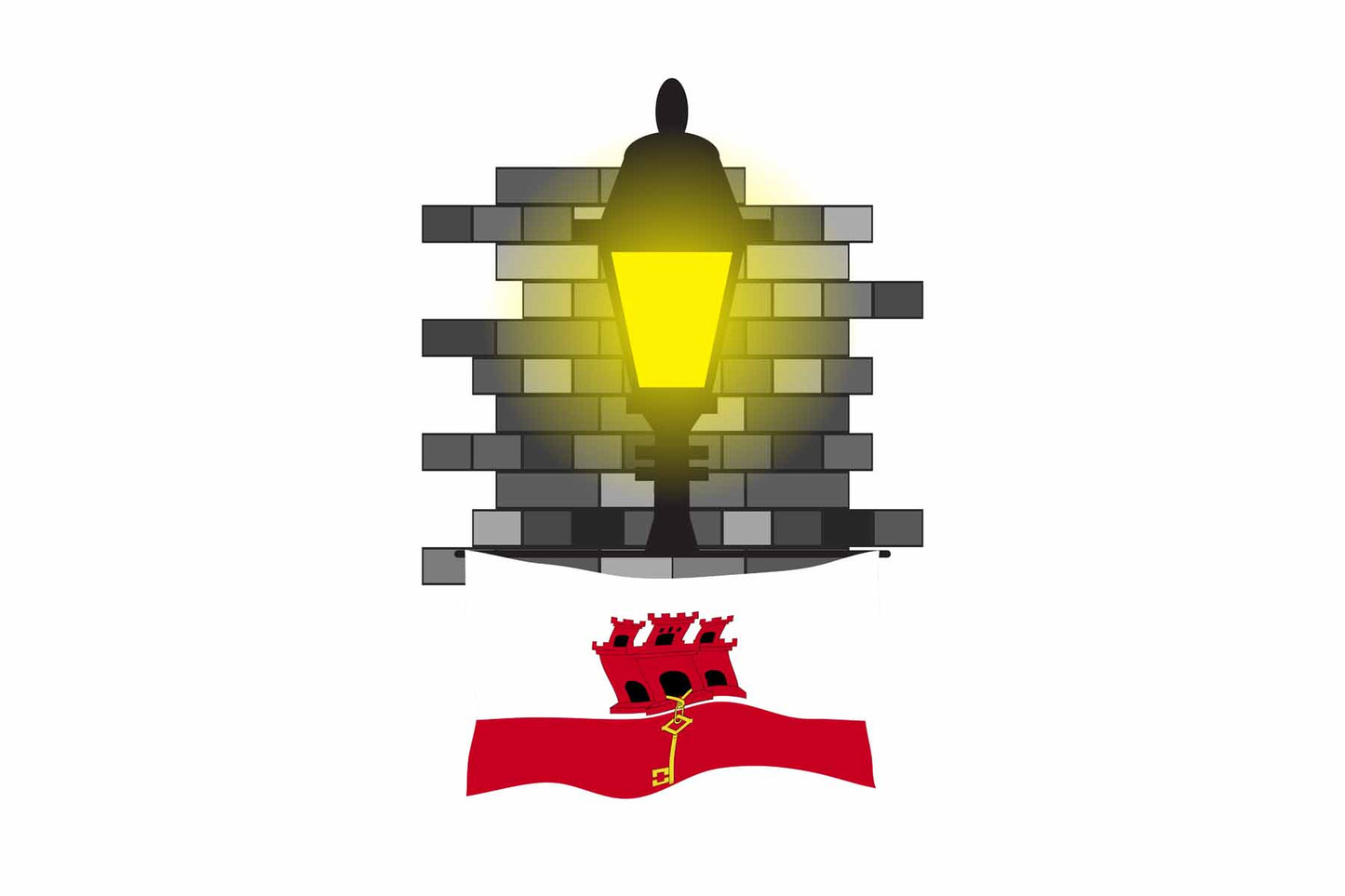 Gibraltar World Street Lamp Bricks Dark Night Vector Illustrations | Moonlit Urban Landscape Collection
