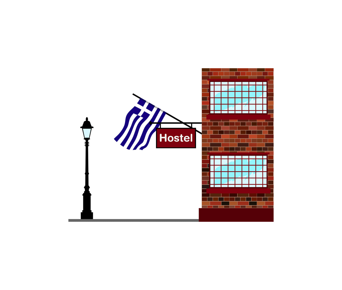 Greece World Hostels Vector Illustrations | Hostel Buildings & Accommodation Collection