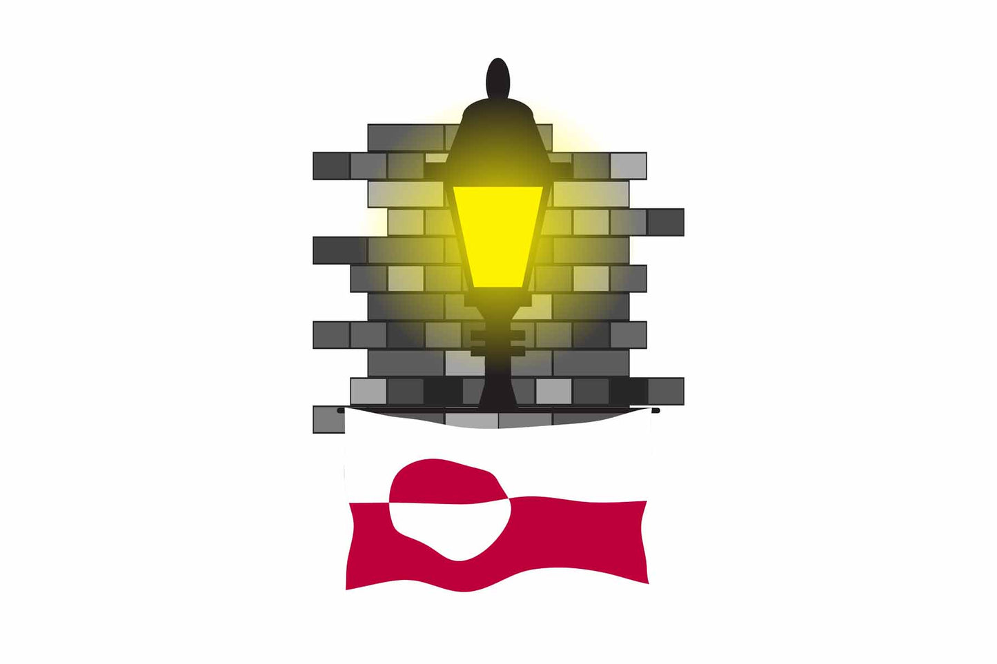 Greenland World Street Lamp Bricks Dark Night Vector Illustrations | Moonlit Urban Landscape Collection