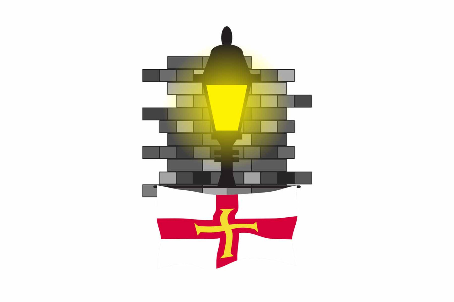 Guernsey World Street Lamp Bricks Dark Night Vector Illustrations | Moonlit Urban Landscape Collection